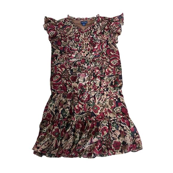 Ralph Lauren Girls Size 16 XL Drop Waist Ruffle Flutter Sleeves Floral Dress - Picture 4 of 6